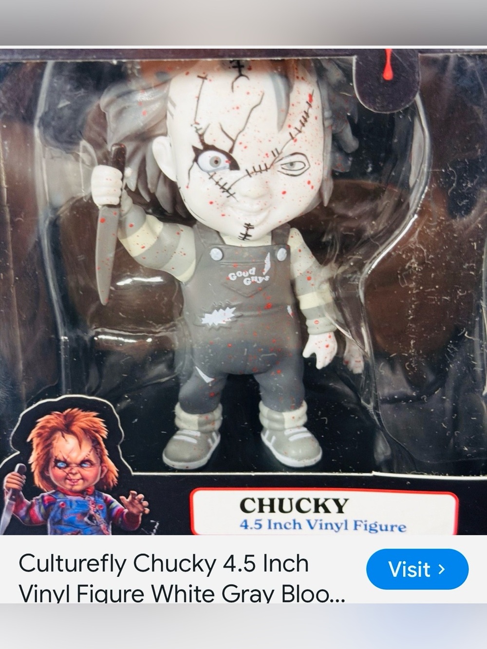 #1998=Chucky 4.5" Vinyl Figure - Black & Gray Horror Collectible